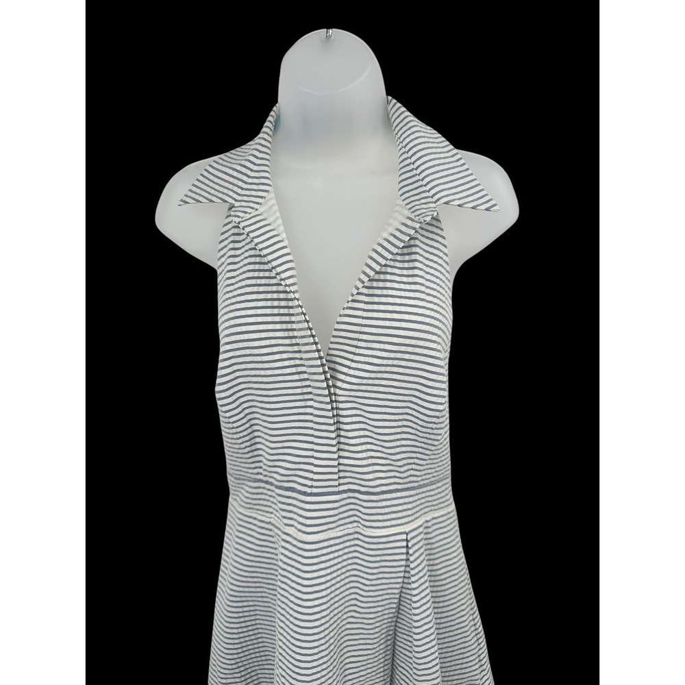 VTG Eliza J Striped Halter Midi Dress Lace Coastal Cottagecore Sundress Size 12 - Picture 5 of 8